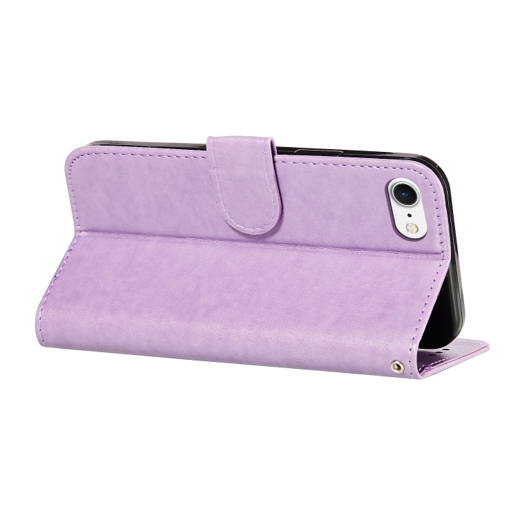For iPhone SE 2022 / SE 2020 / 8 / 7 Flower Vine Embossing Pattern Horizontal Flip Leather Case with Card Slot & Holder & Wallet & Lanyard