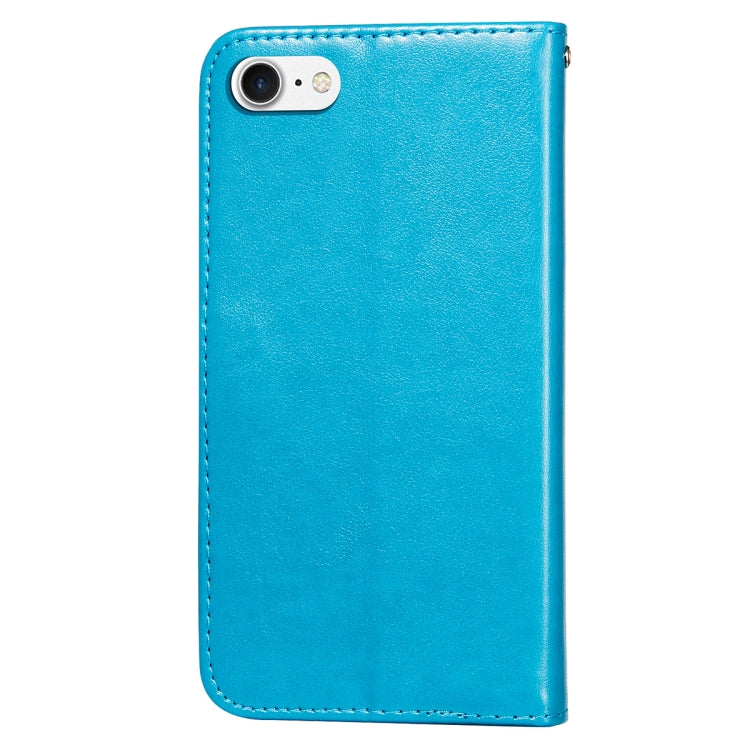 For iPhone SE 2022 / SE 2020 / 8 / 7 Flower Vine Embossing Pattern Horizontal Flip Leather Case with Card Slot & Holder & Wallet & Lanyard