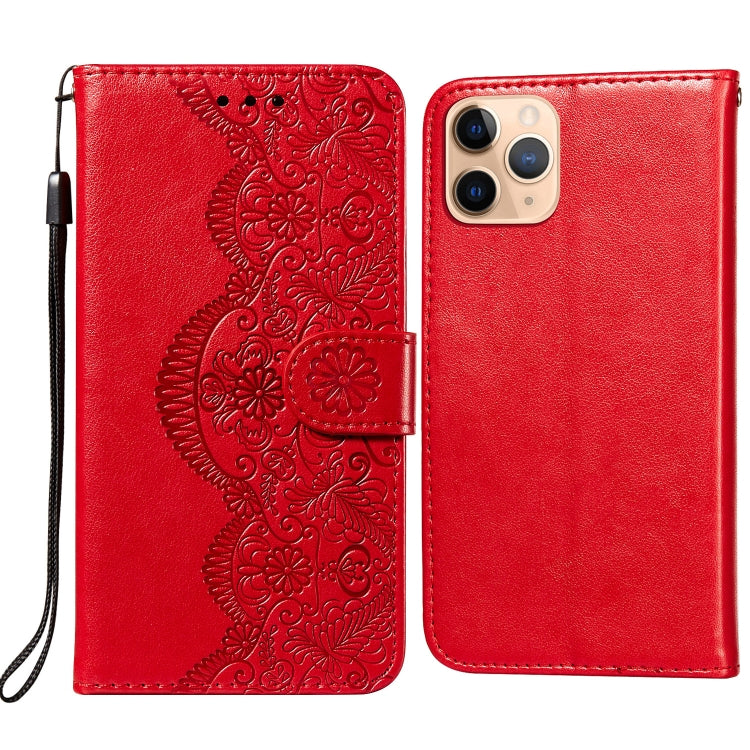 For iPhone 11 Pro Flower Vine Embossing Pattern Horizontal Flip Leather Case with Card Slot & Holder & Wallet & Lanyard
