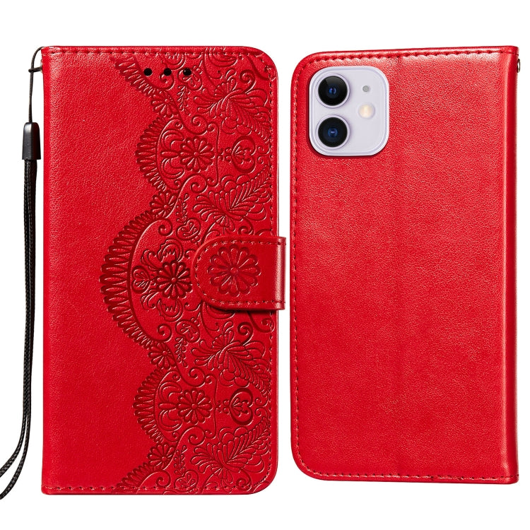 For iPhone 11 Flower Vine Embossing Pattern Horizontal Flip Leather Case with Card Slot & Holder & Wallet & Lanyard