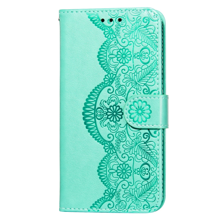 For iPhone 12 mini Flower Vine Embossing Pattern Horizontal Flip Leather Case with Card Slot & Holder & Wallet & Lanyard