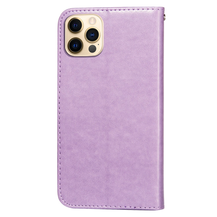For iPhone 12 / 12 Pro Flower Vine Embossing Pattern Horizontal Flip Leather Case with Card Slot & Holder & Wallet & Lanyard