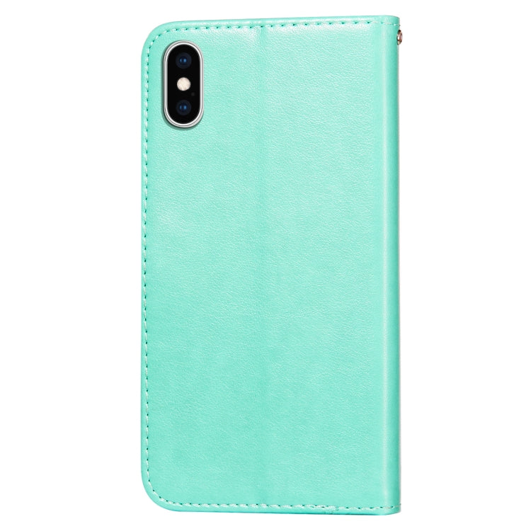 For iPhone X / XS Flower Vine Embossing Pattern Horizontal Flip Leather Case with Card Slot & Holder & Wallet & Lanyard