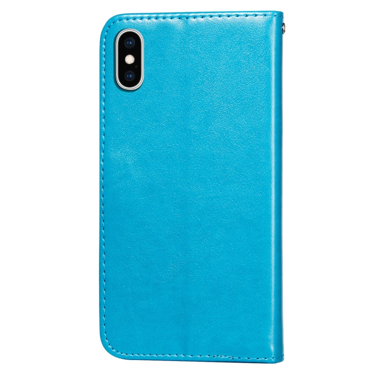 For iPhone X / XS Flower Vine Embossing Pattern Horizontal Flip Leather Case with Card Slot & Holder & Wallet & Lanyard