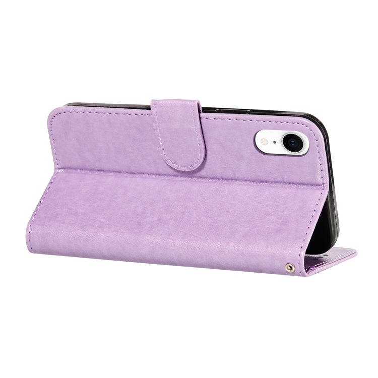 For iPhone XR Flower Vine Embossing Pattern Horizontal Flip Leather Case with Card Slot & Holder & Wallet & Lanyard