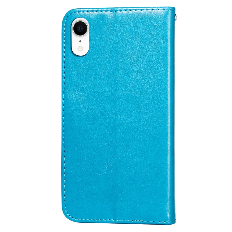 For iPhone XR Flower Vine Embossing Pattern Horizontal Flip Leather Case with Card Slot & Holder & Wallet & Lanyard