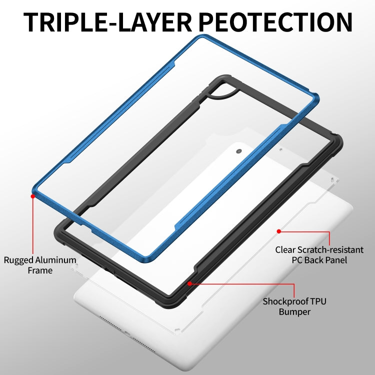 For iPad 10.2 iPAKY Thunder Series Aluminum Frame + TPU Bumper + Clear PC Shockproof Case