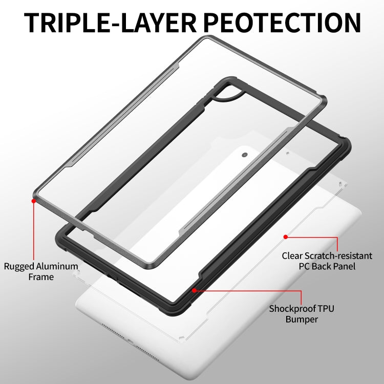 For iPad 10.2 iPAKY Thunder Series Aluminum Frame + TPU Bumper + Clear PC Shockproof Case