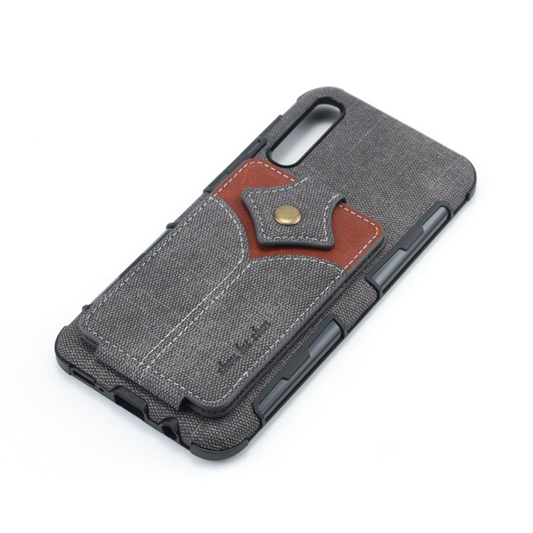 For Galaxy A50 Cloth Texture + PU + TPU Shockproof Protective Case with Card Slots