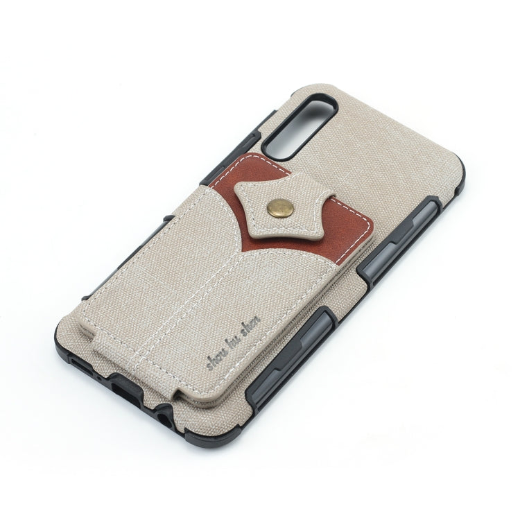 For Galaxy A50 Cloth Texture + PU + TPU Shockproof Protective Case with Card Slots