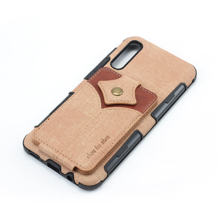 For Galaxy A50 Cloth Texture + PU + TPU Shockproof Protective Case with Card Slots