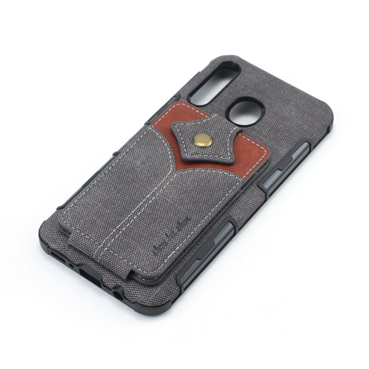 For Galaxy M30 Cloth Texture + PU + TPU Shockproof Protective Case with Card Slots
