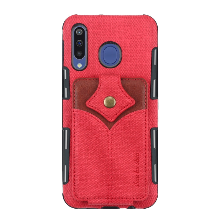 For Galaxy M30 Cloth Texture + PU + TPU Shockproof Protective Case with Card Slots