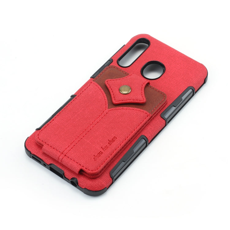 For Galaxy M30 Cloth Texture + PU + TPU Shockproof Protective Case with Card Slots