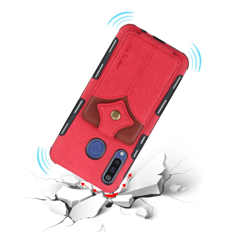 For Galaxy M30 Cloth Texture + PU + TPU Shockproof Protective Case with Card Slots