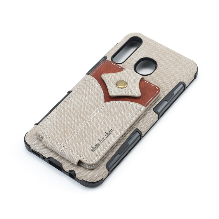 For Galaxy M30 Cloth Texture + PU + TPU Shockproof Protective Case with Card Slots