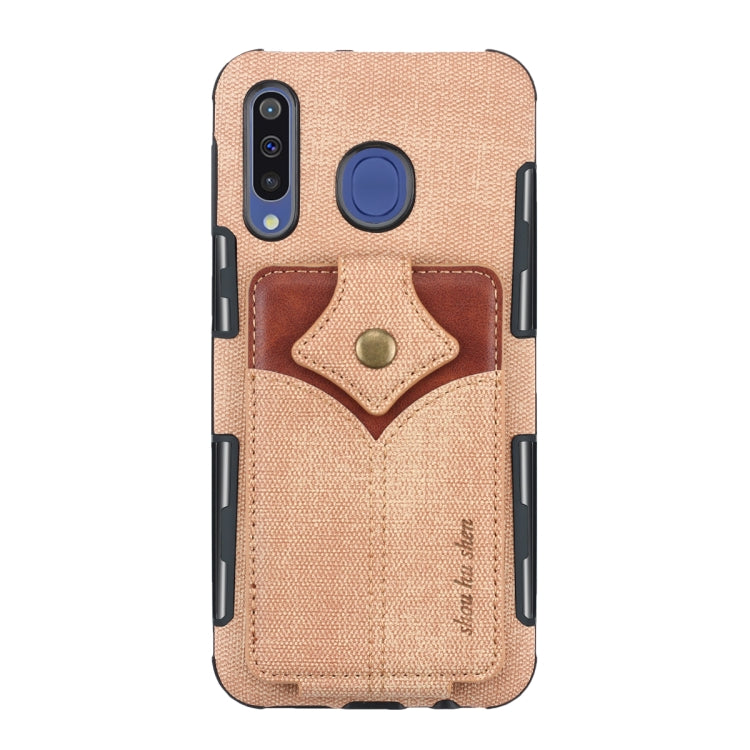 For Galaxy M30 Cloth Texture + PU + TPU Shockproof Protective Case with Card Slots