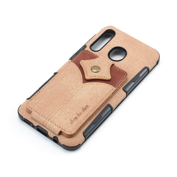 For Galaxy M30 Cloth Texture + PU + TPU Shockproof Protective Case with Card Slots