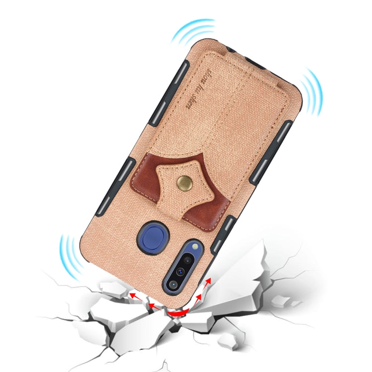 For Galaxy M30 Cloth Texture + PU + TPU Shockproof Protective Case with Card Slots