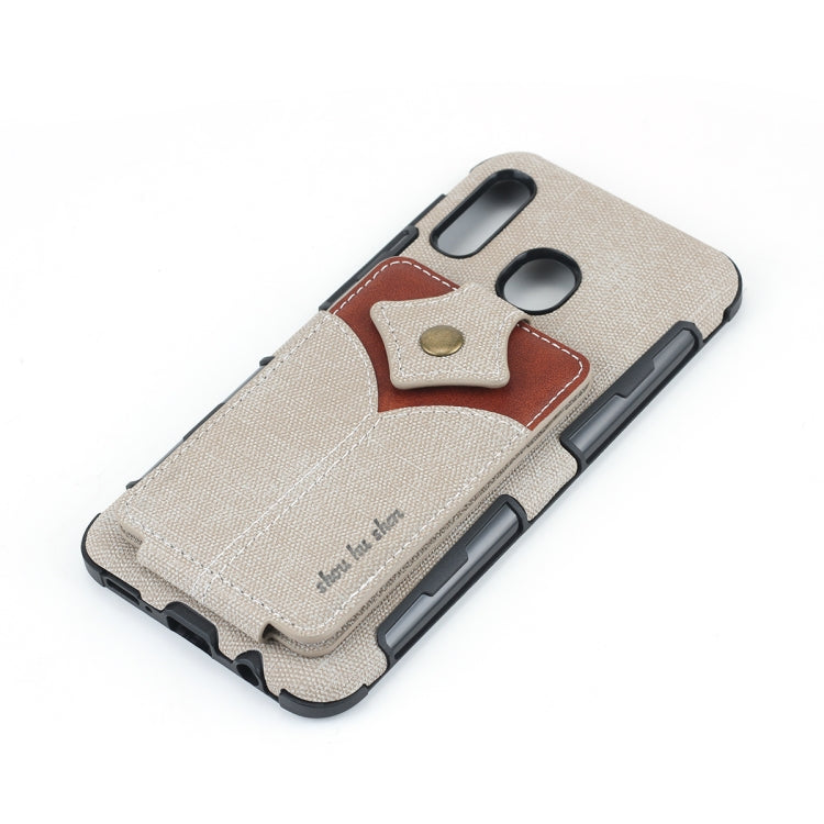 For Galaxy A30 Cloth Texture + PU + TPU Shockproof Protective Case with Card Slots