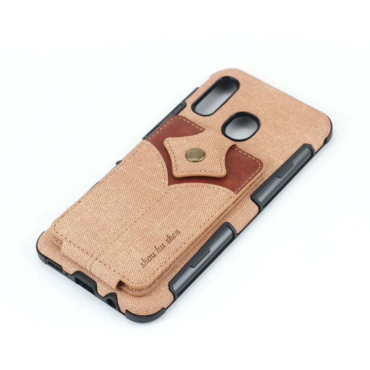 For Galaxy A30 Cloth Texture + PU + TPU Shockproof Protective Case with Card Slots