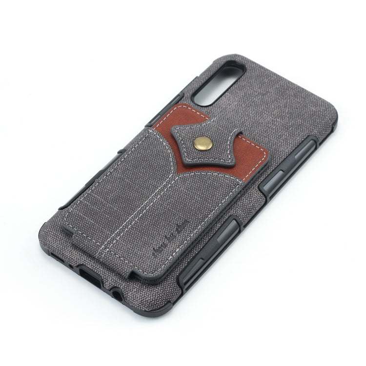 For Galaxy A70 Cloth Texture + PU + TPU Shockproof Protective Case with Card Slots