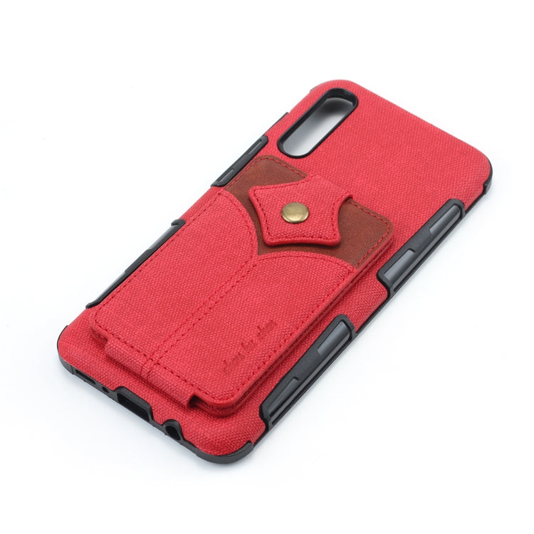 For Galaxy A70 Cloth Texture + PU + TPU Shockproof Protective Case with Card Slots