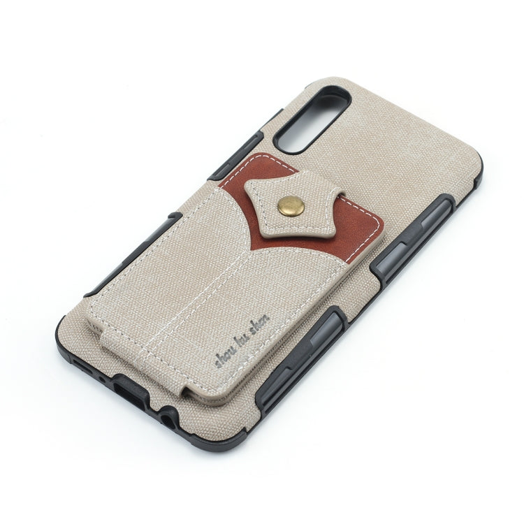 For Galaxy A70 Cloth Texture + PU + TPU Shockproof Protective Case with Card Slots