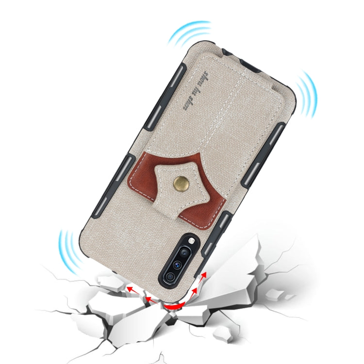For Galaxy A70 Cloth Texture + PU + TPU Shockproof Protective Case with Card Slots
