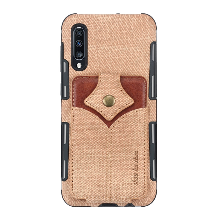 For Galaxy A70 Cloth Texture + PU + TPU Shockproof Protective Case with Card Slots