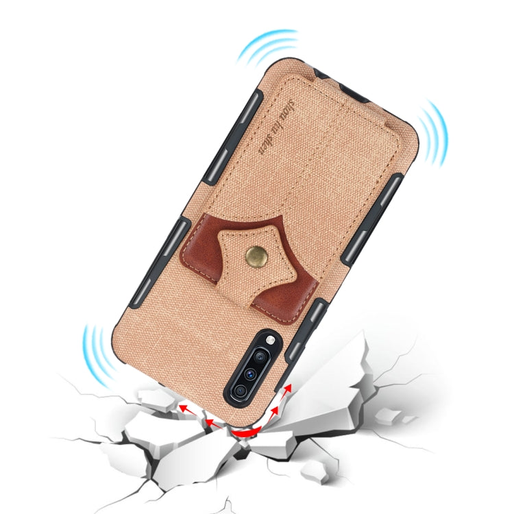 For Galaxy A70 Cloth Texture + PU + TPU Shockproof Protective Case with Card Slots