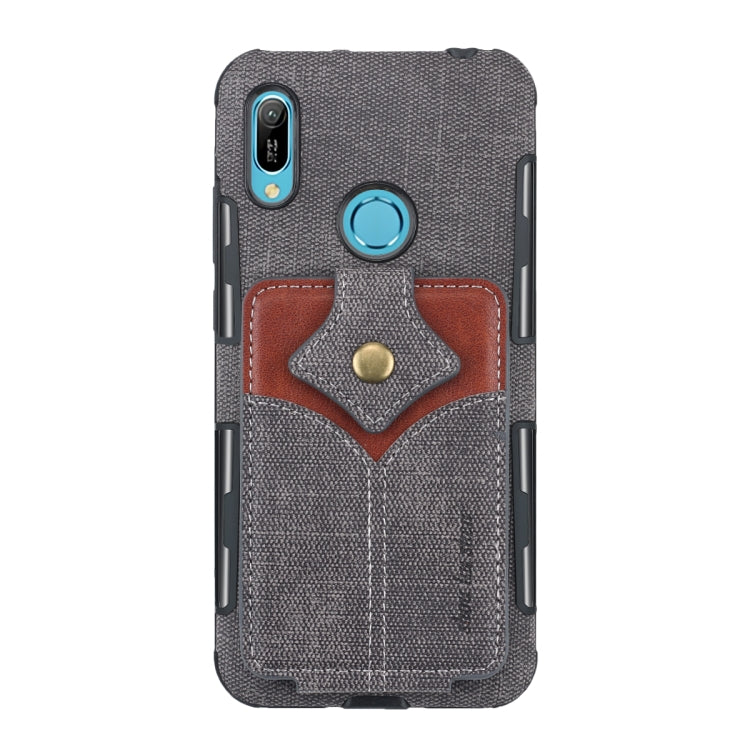 For Huawei Y6 (2019) Cloth Texture + PU + TPU Shockproof Protective Case with Card Slots