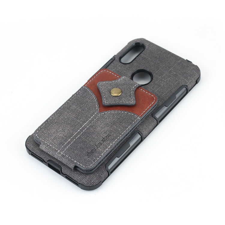 For Huawei Y6 (2019) Cloth Texture + PU + TPU Shockproof Protective Case with Card Slots