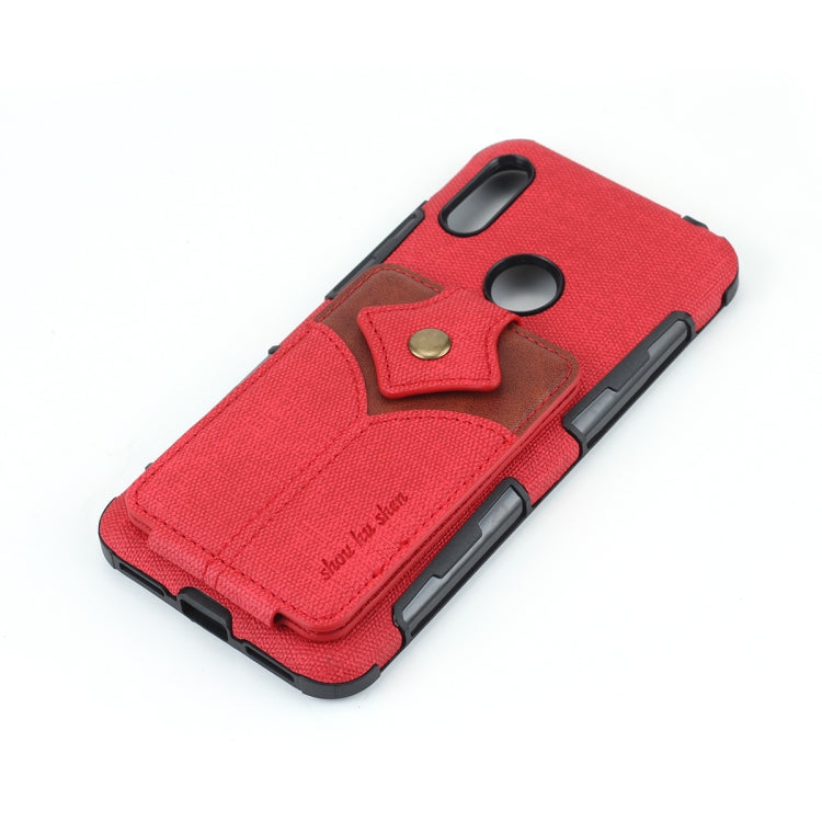 For Huawei Y6 (2019) Cloth Texture + PU + TPU Shockproof Protective Case with Card Slots