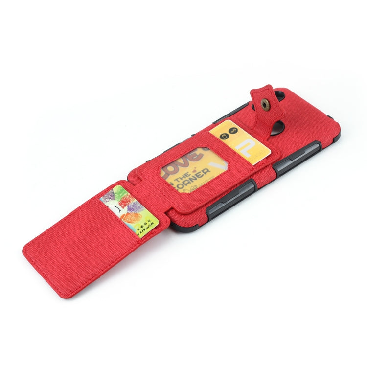 For Huawei Y6 (2019) Cloth Texture + PU + TPU Shockproof Protective Case with Card Slots