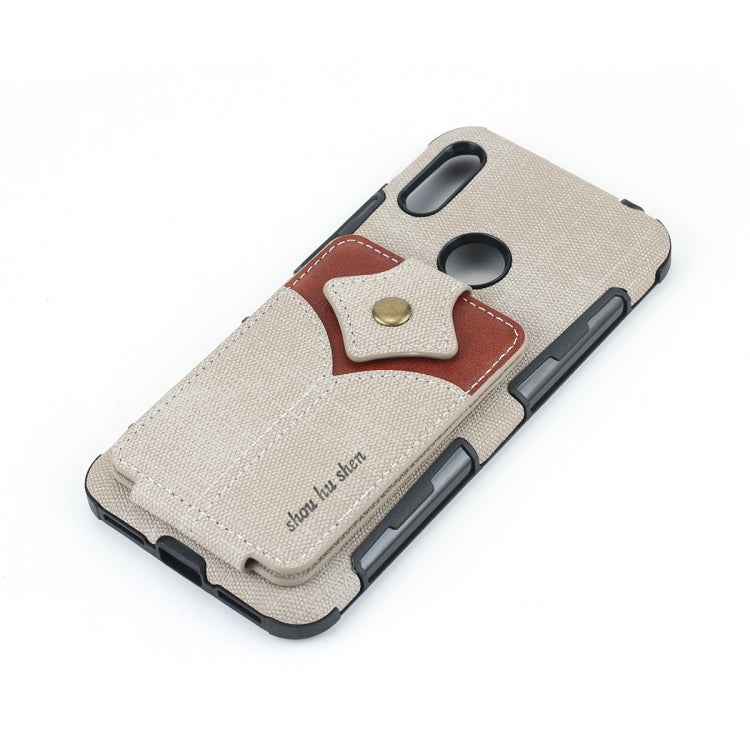 For Huawei Y6 (2019) Cloth Texture + PU + TPU Shockproof Protective Case with Card Slots