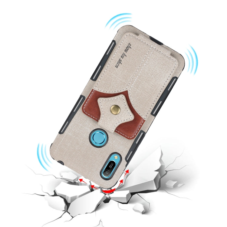 For Huawei Y6 (2019) Cloth Texture + PU + TPU Shockproof Protective Case with Card Slots