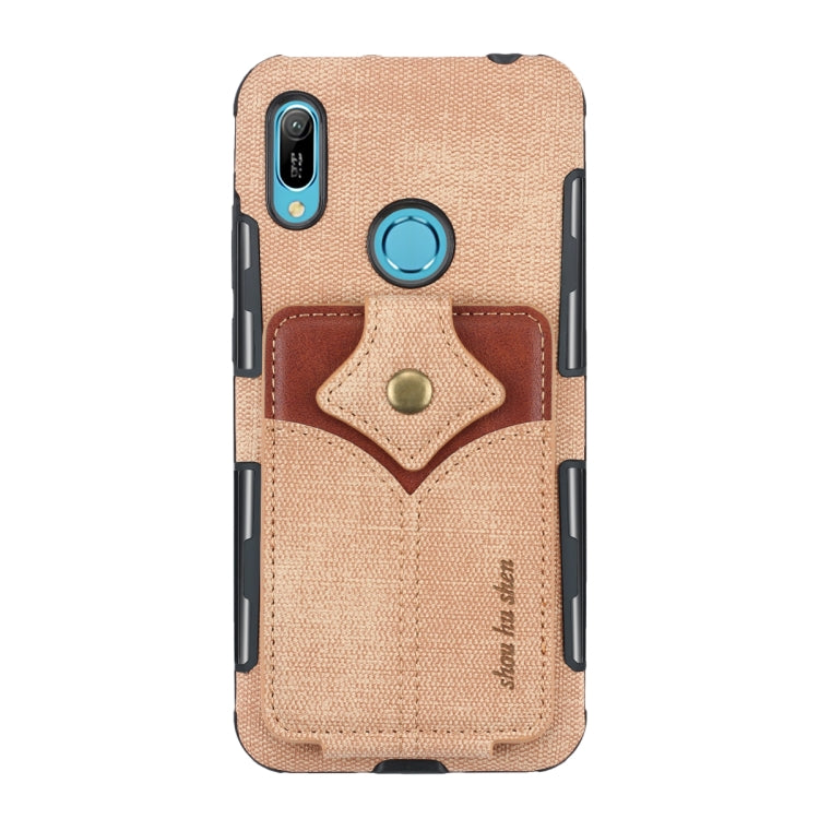 For Huawei Y6 (2019) Cloth Texture + PU + TPU Shockproof Protective Case with Card Slots