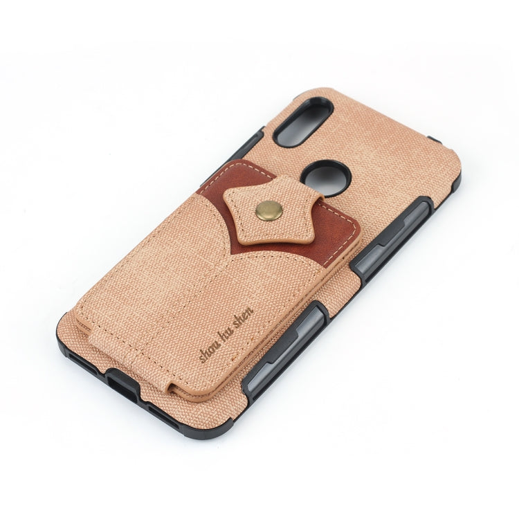 For Huawei Y6 (2019) Cloth Texture + PU + TPU Shockproof Protective Case with Card Slots