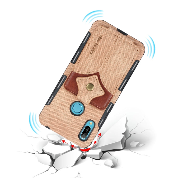 For Huawei Y6 (2019) Cloth Texture + PU + TPU Shockproof Protective Case with Card Slots
