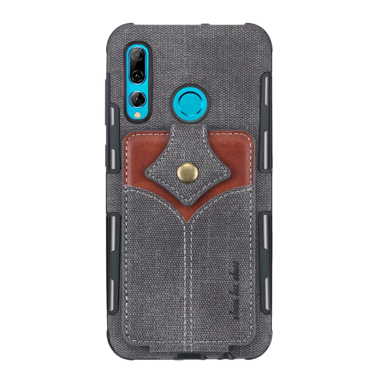 For Huawei P Smart+ 2019 Cloth Texture + PU + TPU Shockproof Protective Case with Card Slots