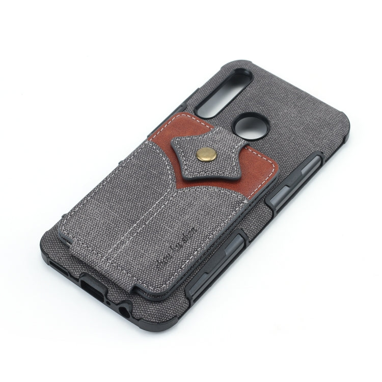 For Huawei P Smart+ 2019 Cloth Texture + PU + TPU Shockproof Protective Case with Card Slots