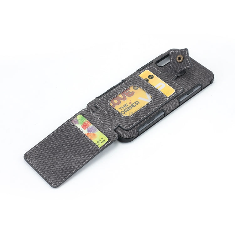 For Huawei P Smart+ 2019 Cloth Texture + PU + TPU Shockproof Protective Case with Card Slots