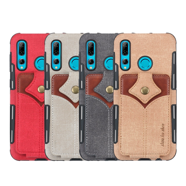 For Huawei P Smart+ 2019 Cloth Texture + PU + TPU Shockproof Protective Case with Card Slots