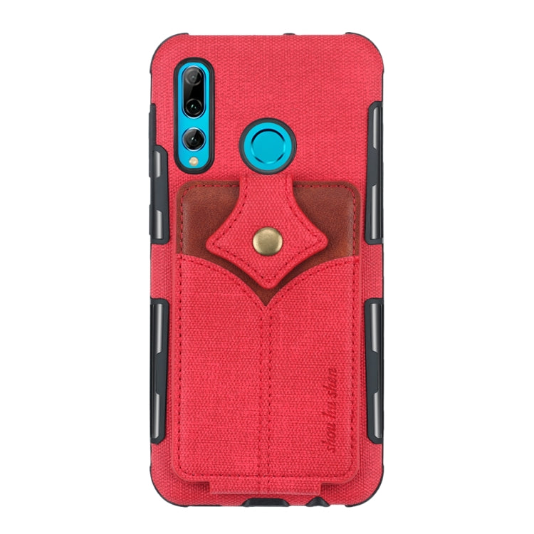 For Huawei P Smart+ 2019 Cloth Texture + PU + TPU Shockproof Protective Case with Card Slots