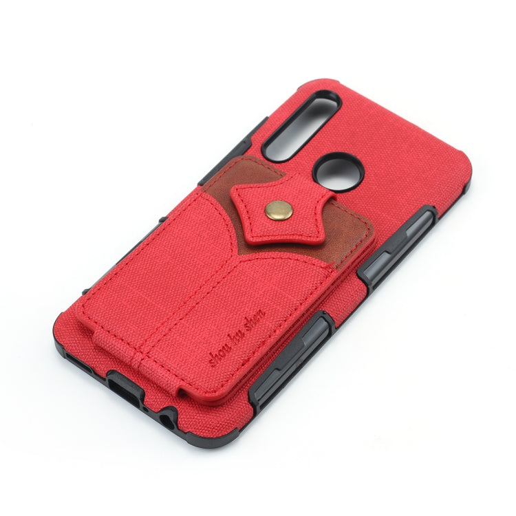 For Huawei P Smart+ 2019 Cloth Texture + PU + TPU Shockproof Protective Case with Card Slots
