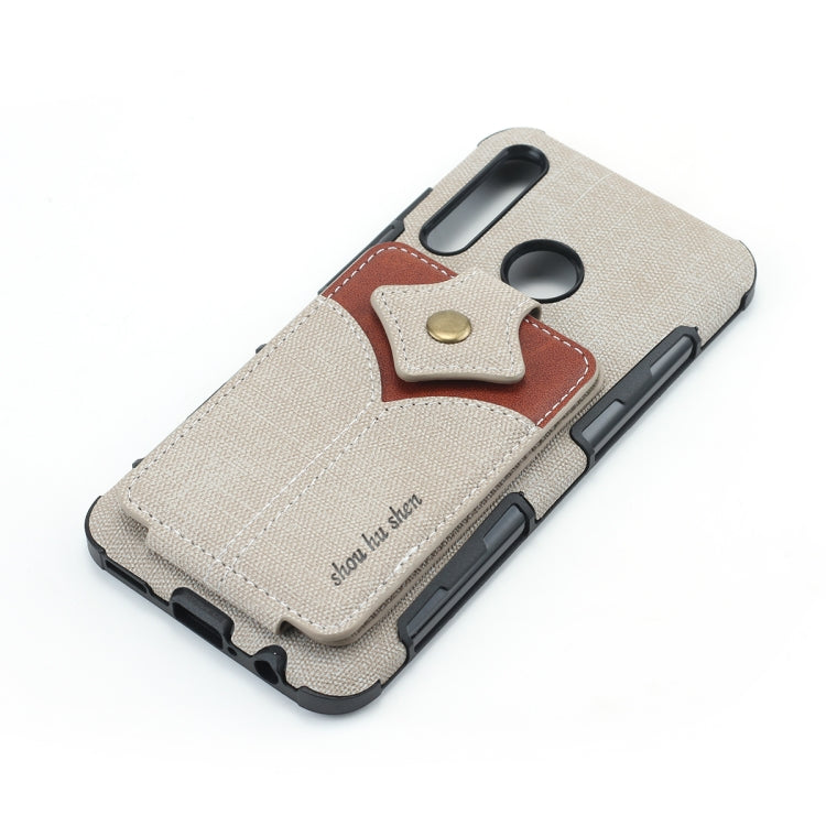 For Huawei P Smart+ 2019 Cloth Texture + PU + TPU Shockproof Protective Case with Card Slots