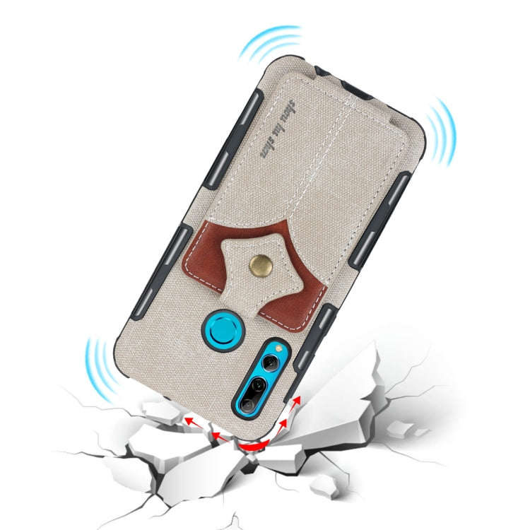 For Huawei P Smart+ 2019 Cloth Texture + PU + TPU Shockproof Protective Case with Card Slots