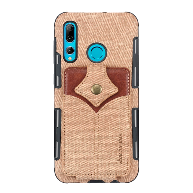 For Huawei P Smart+ 2019 Cloth Texture + PU + TPU Shockproof Protective Case with Card Slots