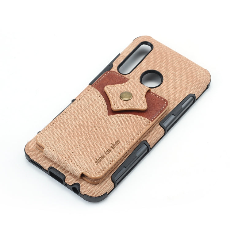For Huawei P Smart+ 2019 Cloth Texture + PU + TPU Shockproof Protective Case with Card Slots